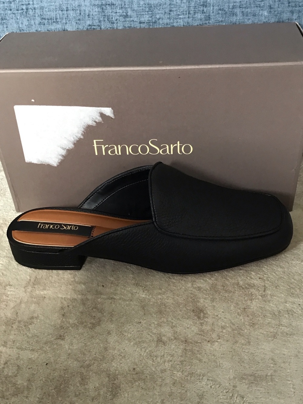 Franco Sarto Holland 2 Black Leather Slip-On Mule Loafer